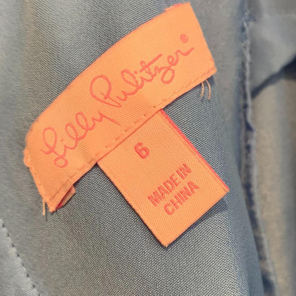 LILLY Pulitzer Aaliyah lace Cerulean Cocktail dress Carolina blue navy bow - Picture 5 of 6